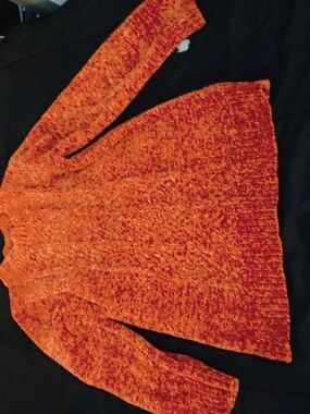 btween Orange Chenille Long Sleeve Kids Sweater